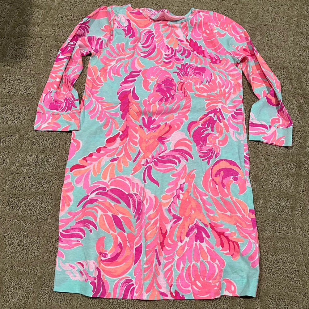Vibrant Pink and Blue Patterned Dress